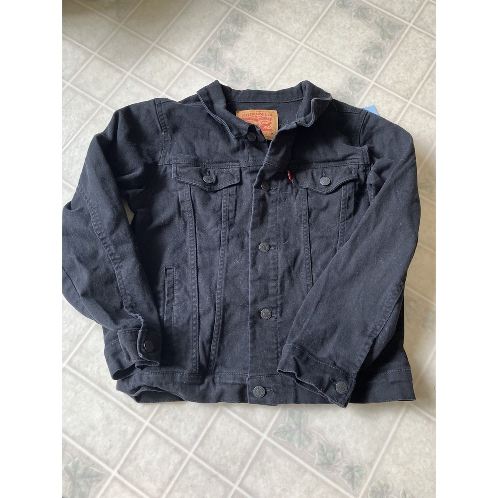 Levi's Strauss Kids Trucker Jacket - Black Size M 10-12 Long Sleeve metal button
